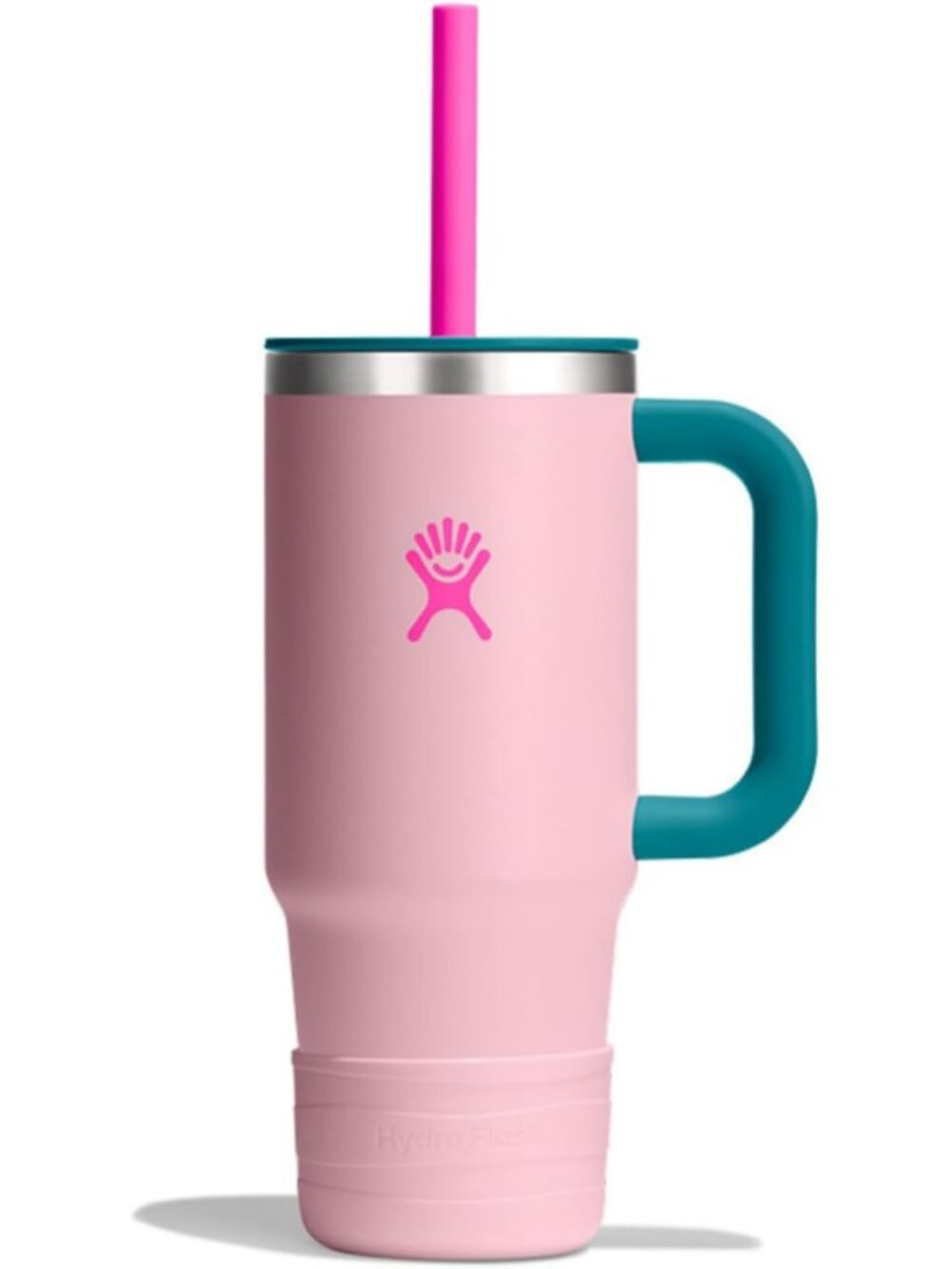 Insulated Kids Travel Tumbler 24 Oz with Handle, Lid & Straw - Blossom Pink